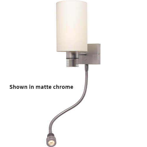 Nova-Flex LED Wall/Reading Light, Chrome White Shade, Built-in Dimmer, 10-30VDC MPN-ILPB25023905