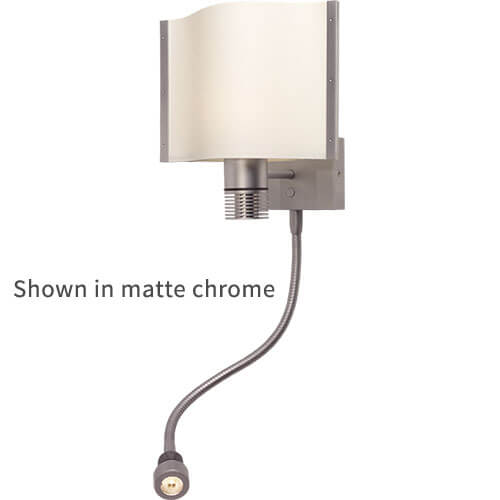 Rostock-Flex LED Wall/Reading Light, Chrome White Shade, Built-in Dimmer, 10-30VDC, Warm White MPN-ILPB25023305