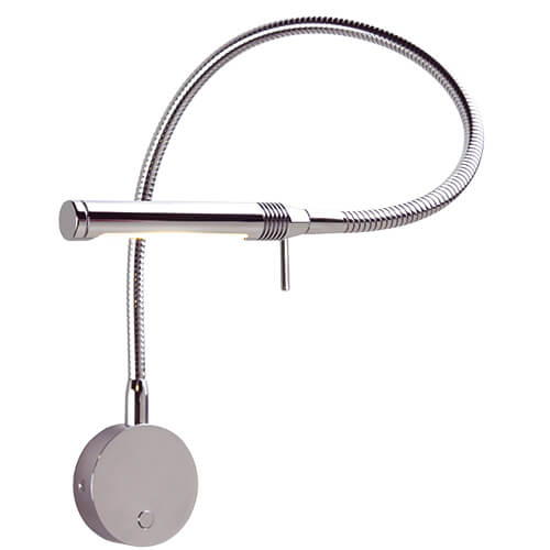 Rugen Bulkhead-Mount Reading Light, Chrome  w/Brown Leather, w/ Switch & Dimmer, WW/Red, 500mm MPN-ILPB26850025