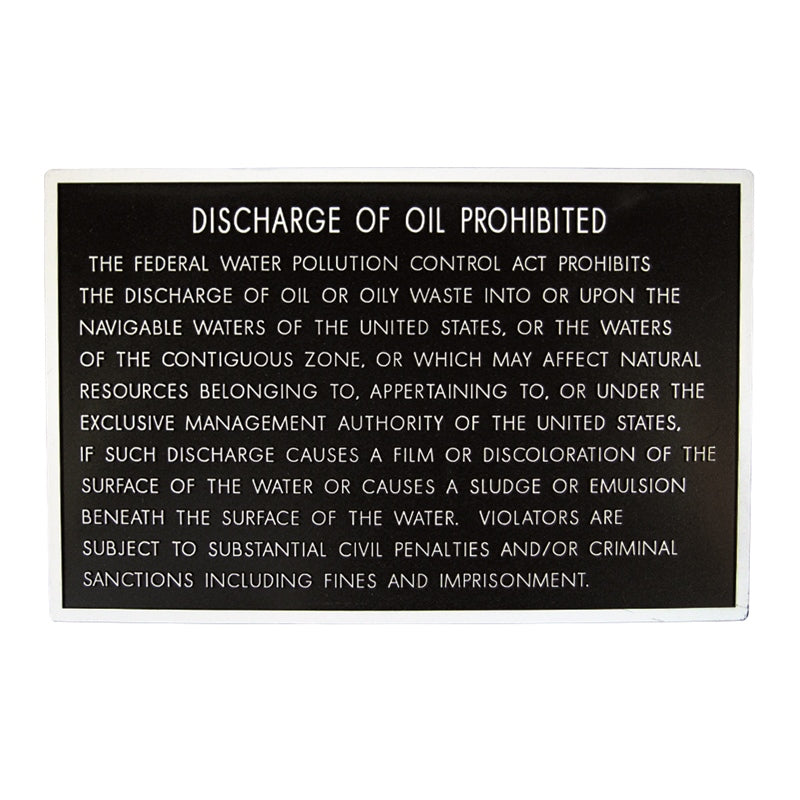 OIL DISCHARGE PLAQUES MPN-P-204