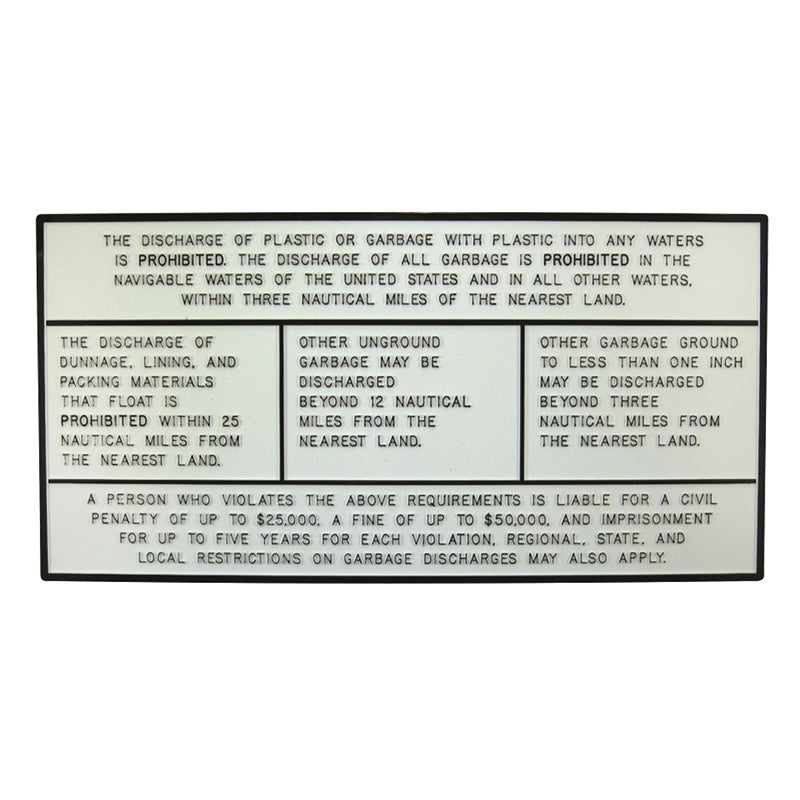 NO GARBAGE DISCHG PLAQUE MPN-P-227