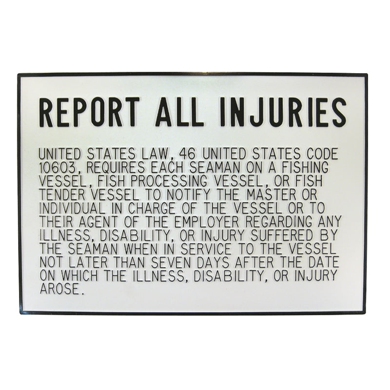 INJURY PLAQUE MPN-P-230