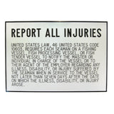 INJURY PLAQUE MPN-P-230