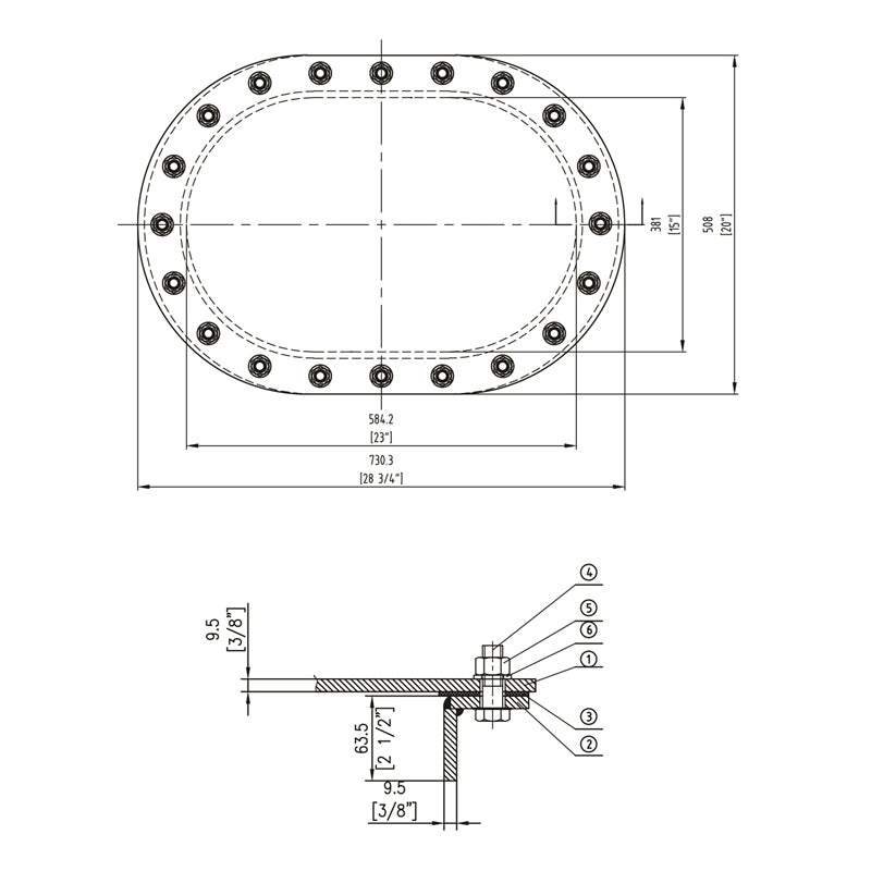 MB MANHOLE 15"X23"-RSD-2.5 NO BOLT MPN-MB501-1523X