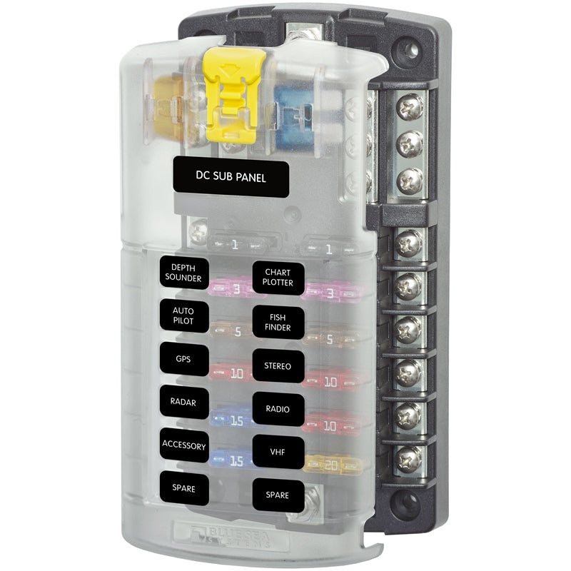 Blue Sea Systems 12 Fuse Block St with Grnd MPN - 5026-BSS