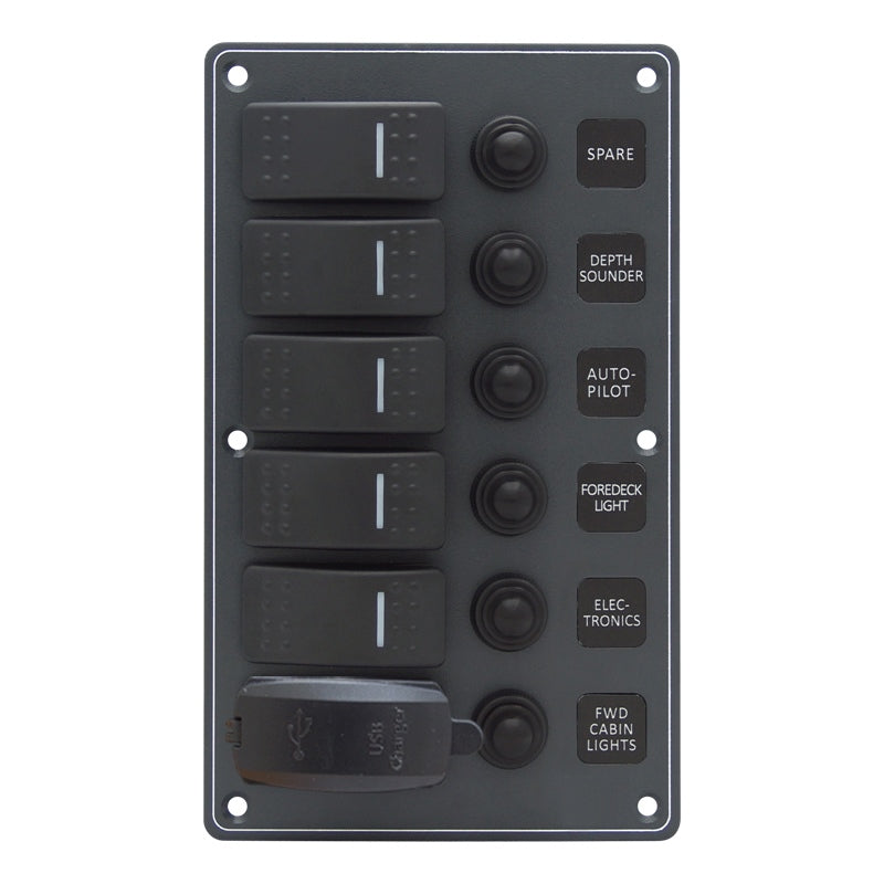 SWITCH PNL ALU 5BRKR/USB