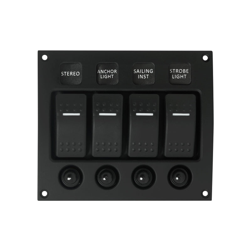 SWITCH PANEL ILUM/ROCKER 4G W/BREAKER