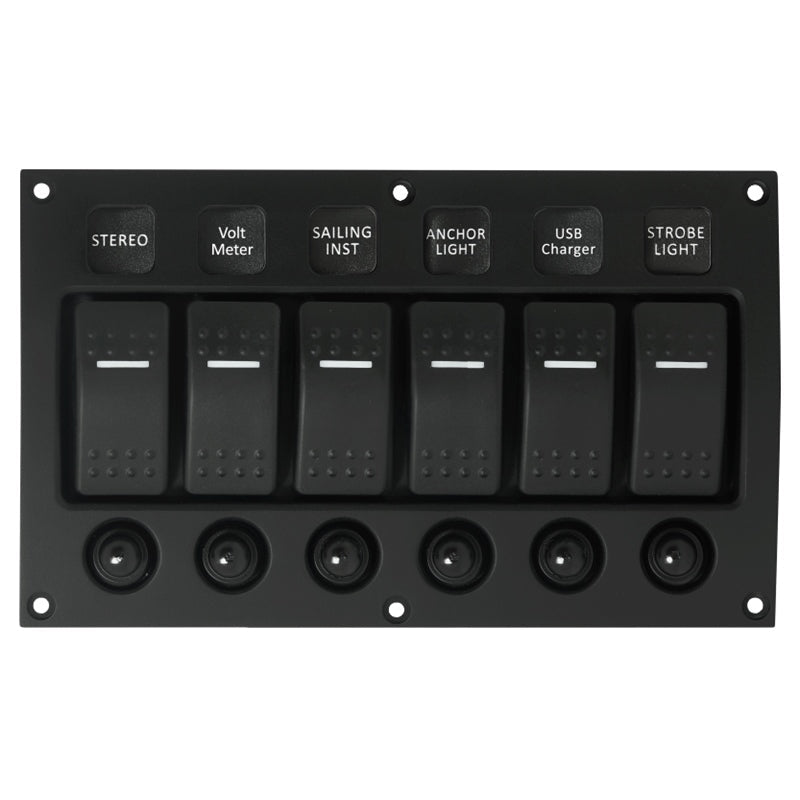 SWITCH PANEL ILUM/ROCKER 6G W/BREAKER MPN--236859