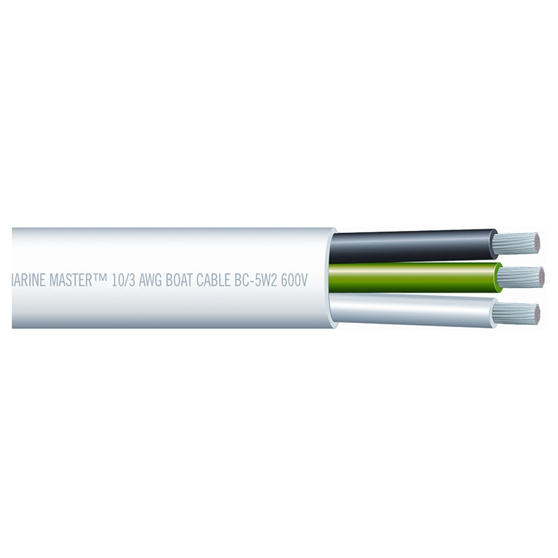 Marpac Jacketed Boat Cbl 14/3 AWG 100' Wh/Bk/Gn, model 7-4372, Wire Terminals