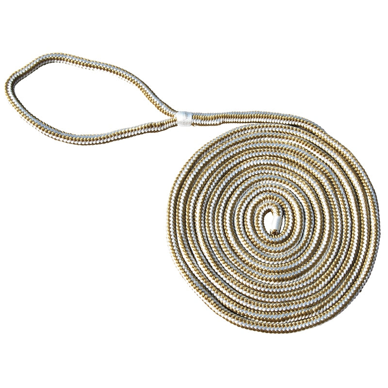 Marpac Dock Line Nyl Dbl/Brd 1/2"X25' - Gold/Wh, model 7-6255, Rope