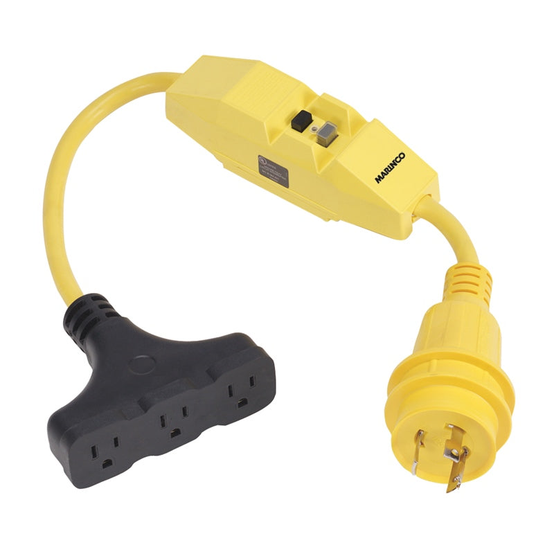 PIGTL W/GFI M/30A 125V TO F/15A 125V X3