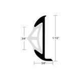 RUB RAIL ALUM ANODZ 1-1/2"X12'
