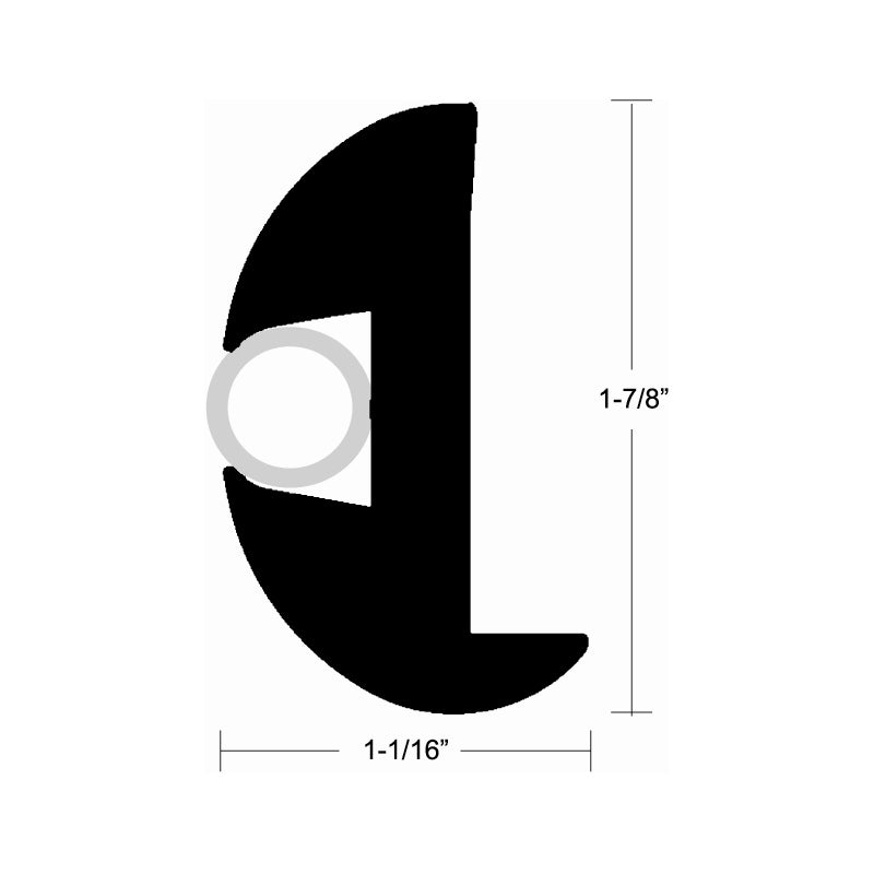 RUB RAIL FLEXIBLE VINYL BLK 70' X 1-7/8"