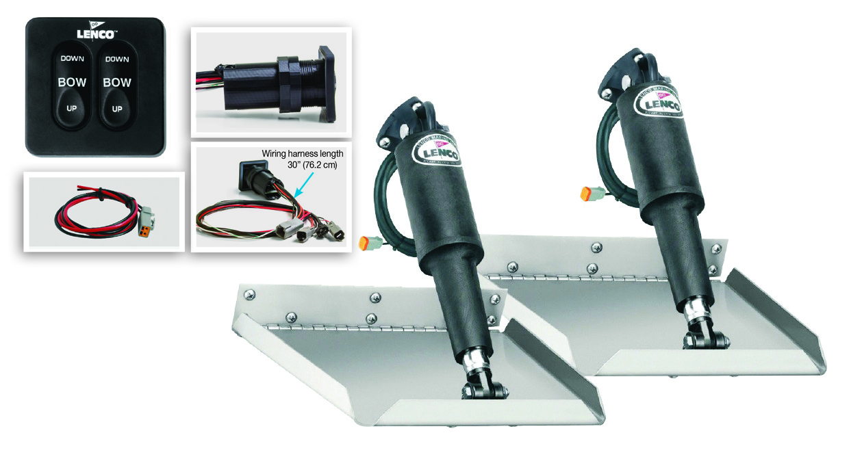Lenco 12"x12" Edge Mount Trim tab Kit 12v with Standard Switch