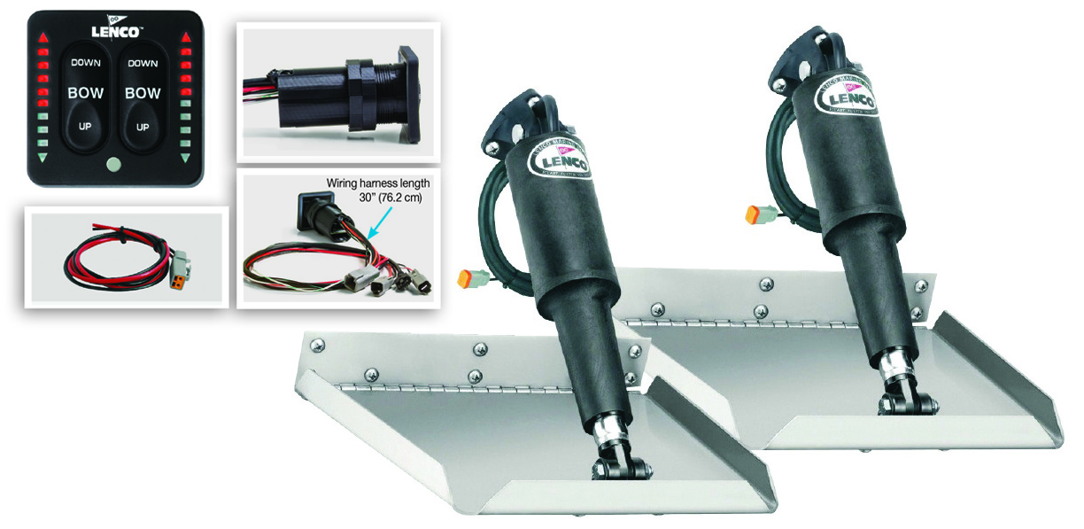 Lenco 12"x12" Edge Mount Trim Tab Kit 12v with LED Integrated Switch